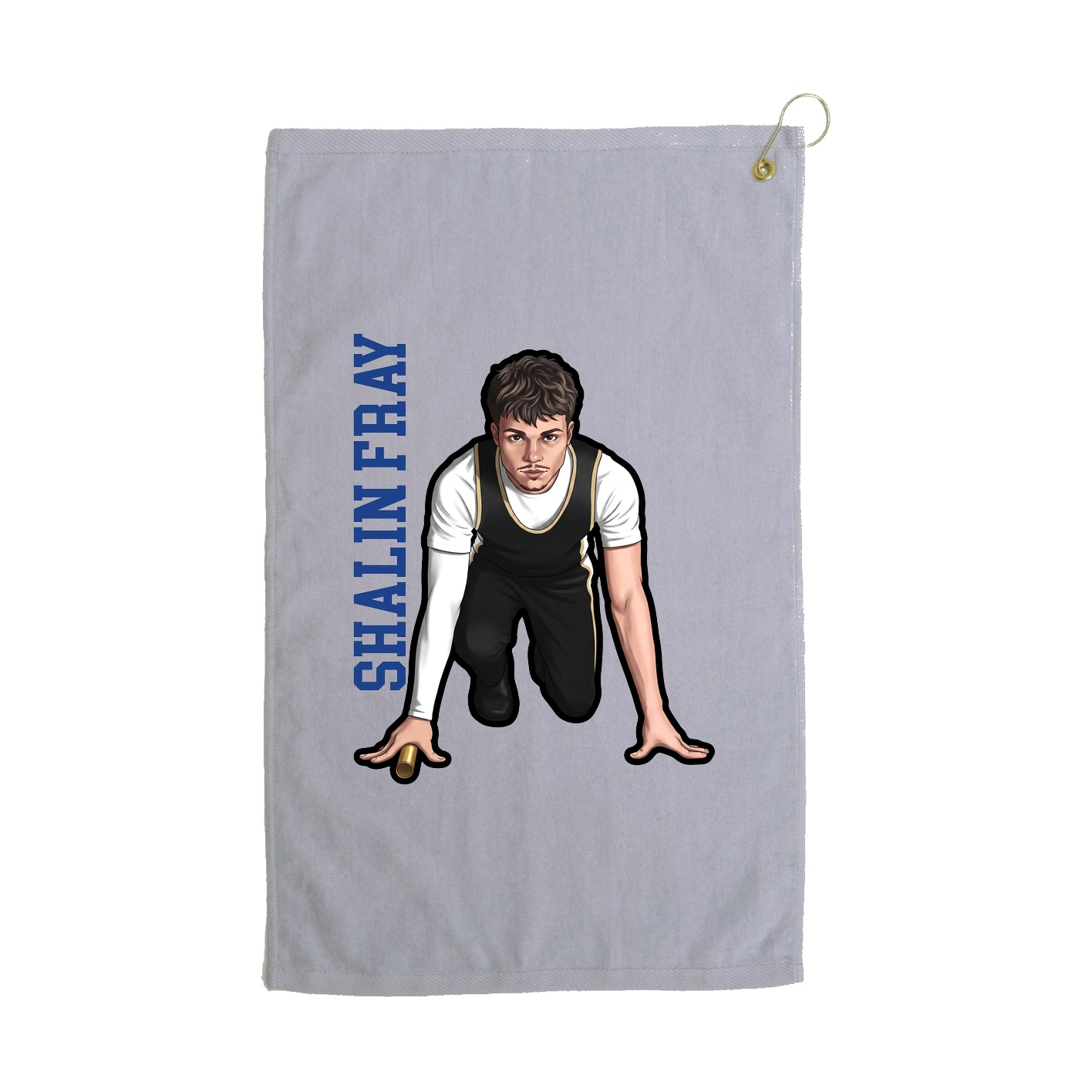 Golf Towel — Name Vertical in Grey