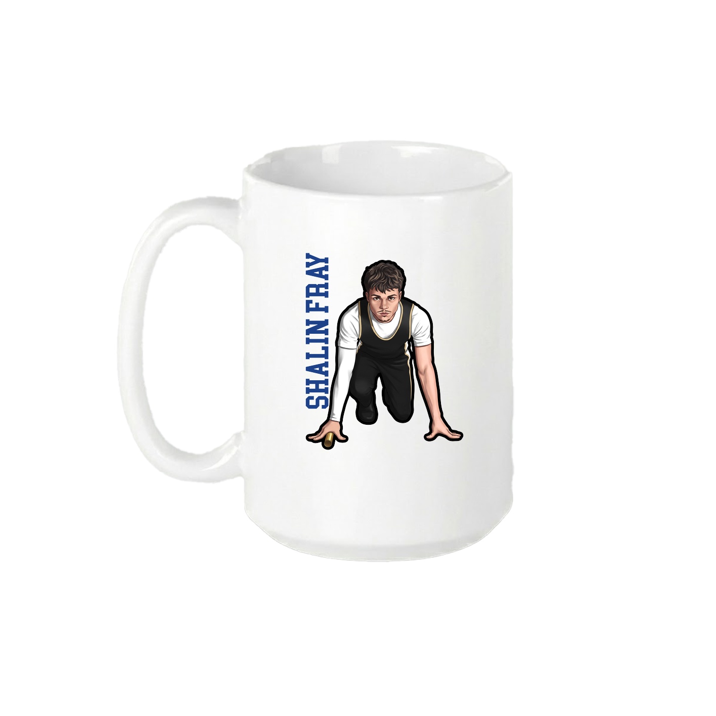15oz Coffee Mug — Name Vertical in White