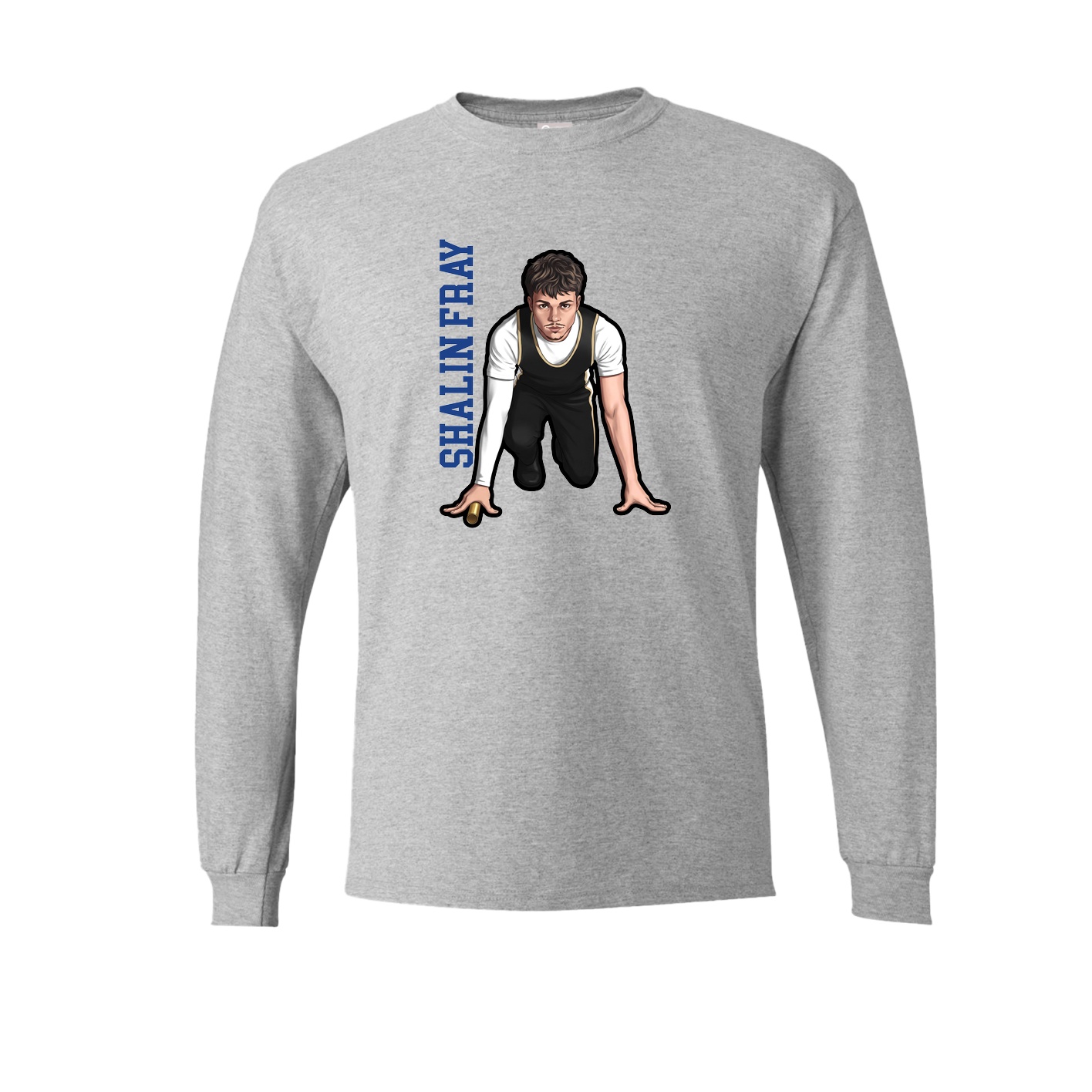 Long Sleeve Tee — Name Vertical in Grey