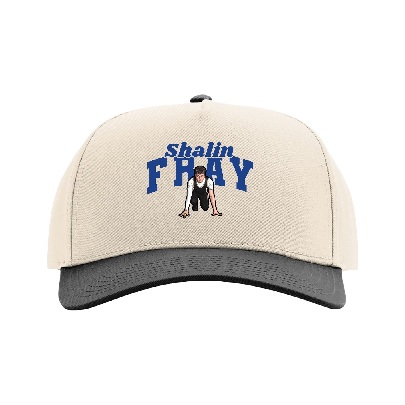 Full Fabric Five-Panel Champ Cap — Signature Arch in Cream/Black