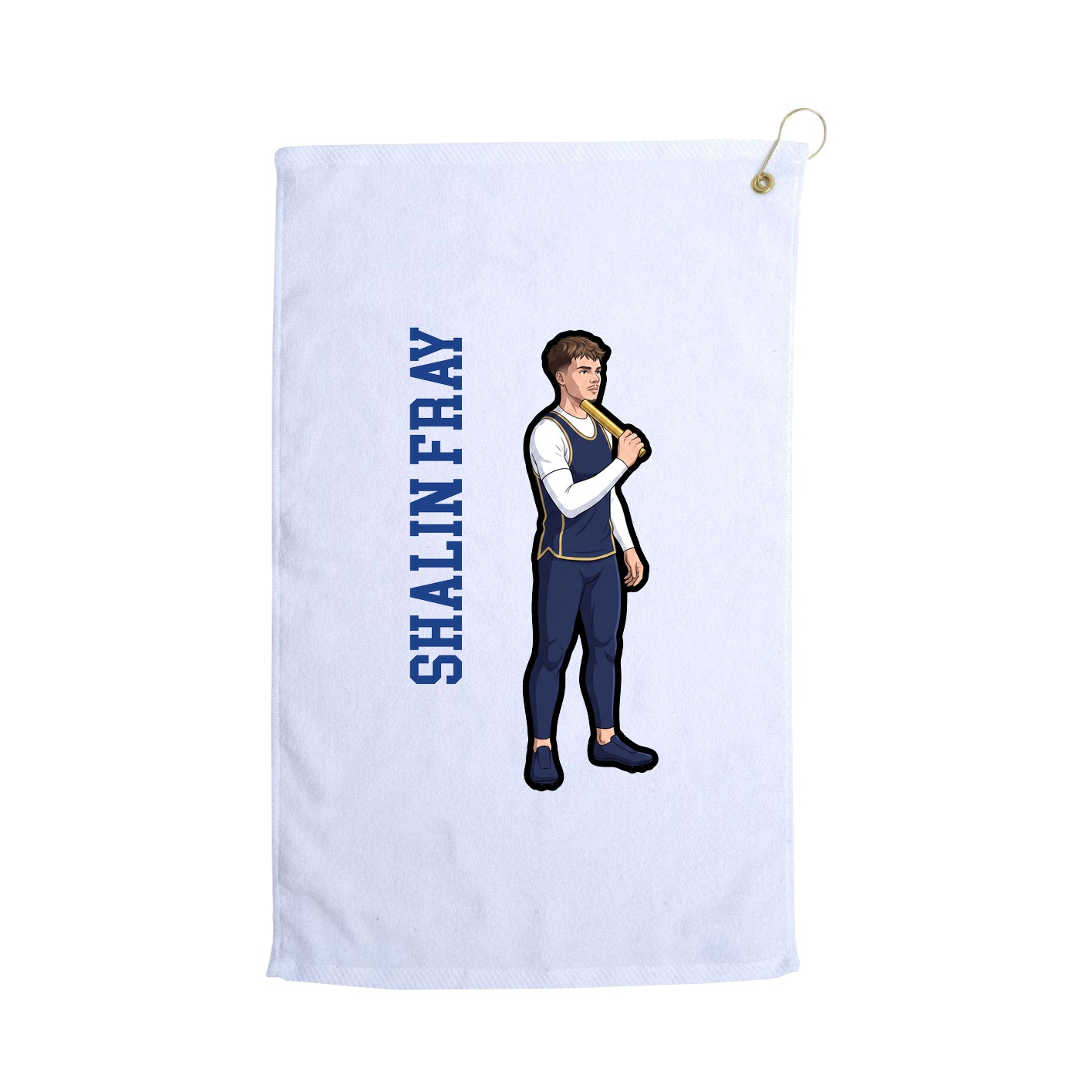 Golf Towel — Name Vertical in White