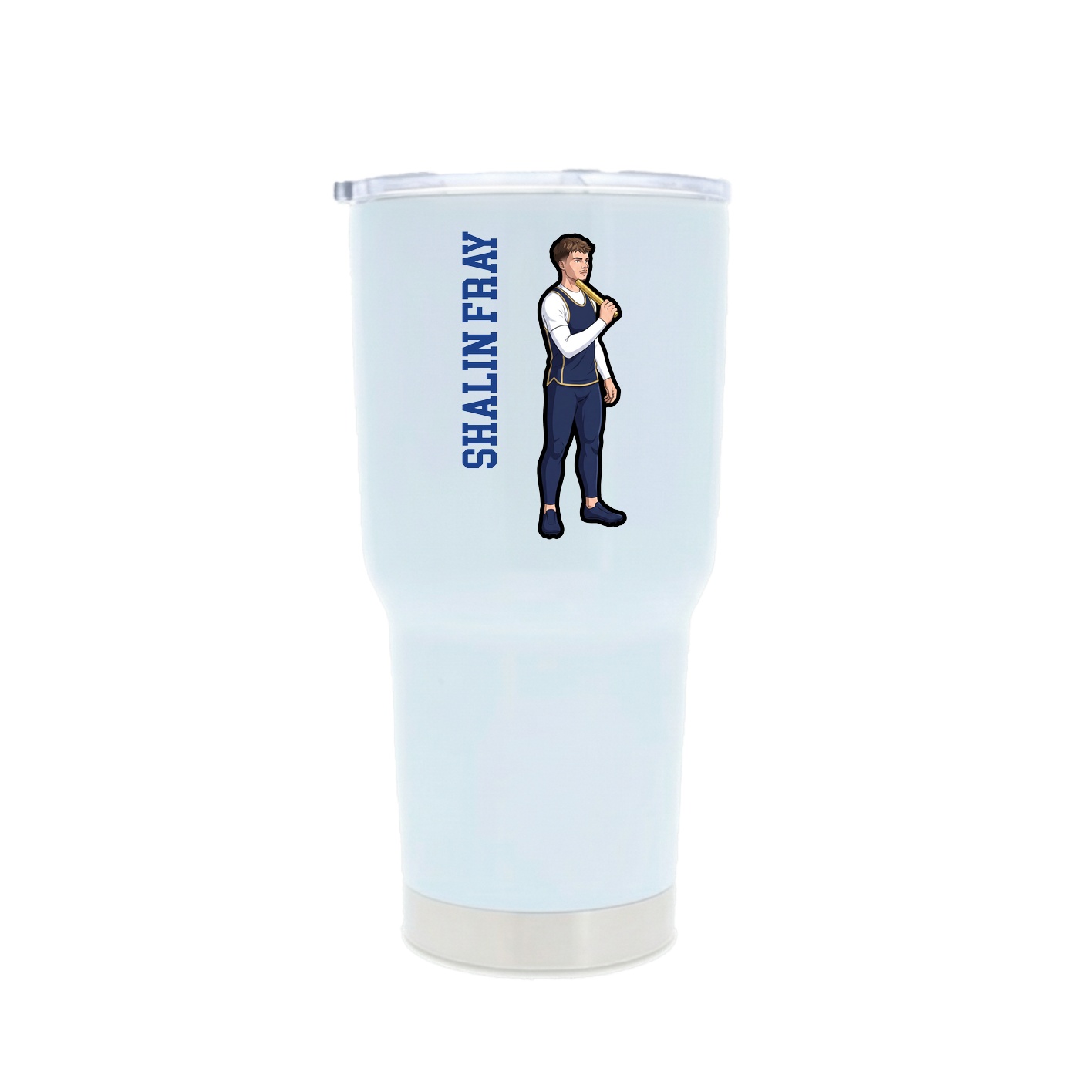 30oz Stainless Steel Tumbler — Name Vertical in White