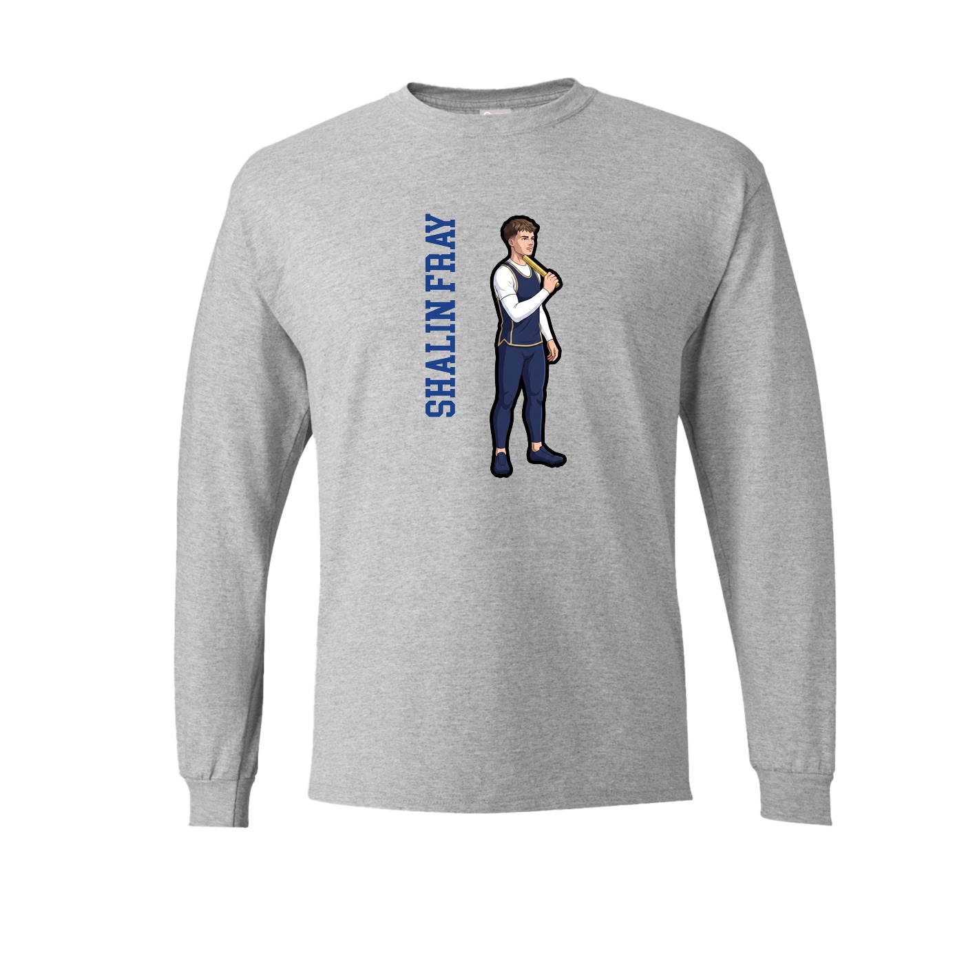 Long Sleeve Tee — Name Vertical in Grey