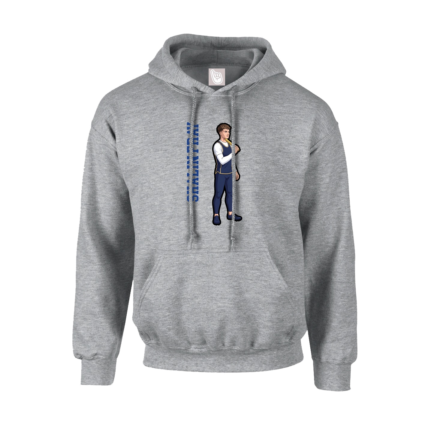 Hoodie — Name Vertical in Grey