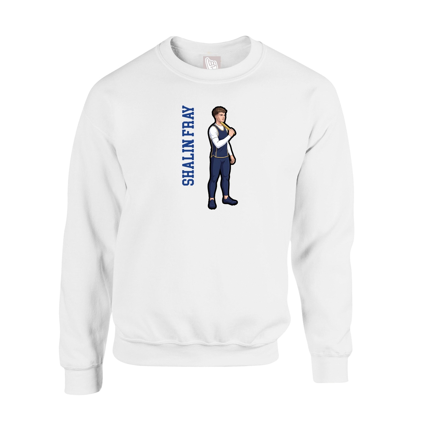 Fleece Crew — Name Vertical in White
