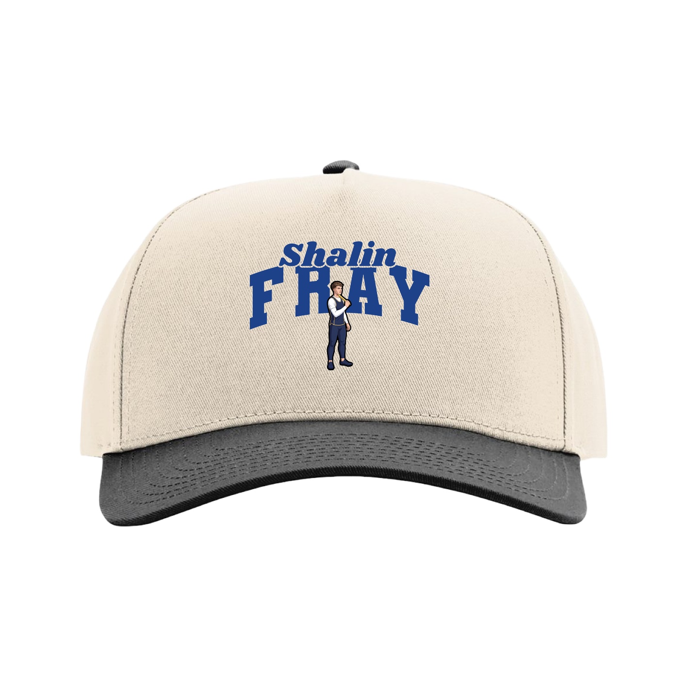 Full Fabric Five-Panel Champ Cap — Signature Arch in Cream/Black