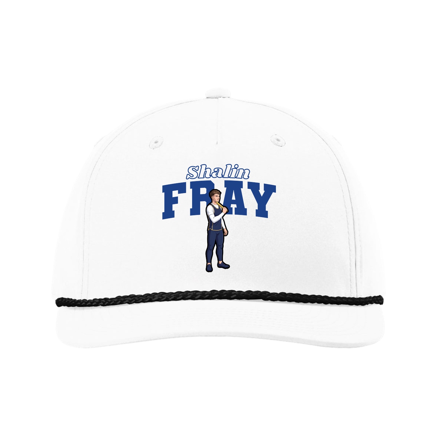 Five-Panel Classic Rope Cap — Name Arch in White
