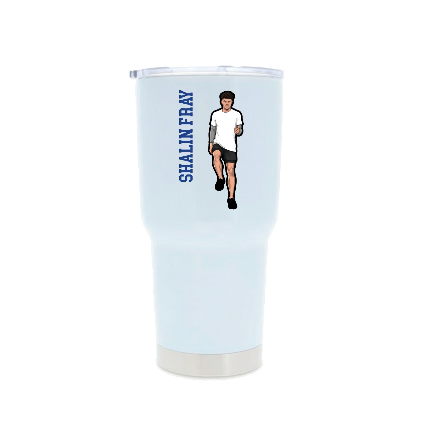 30oz Stainless Steel Tumbler — Name Vertical in White