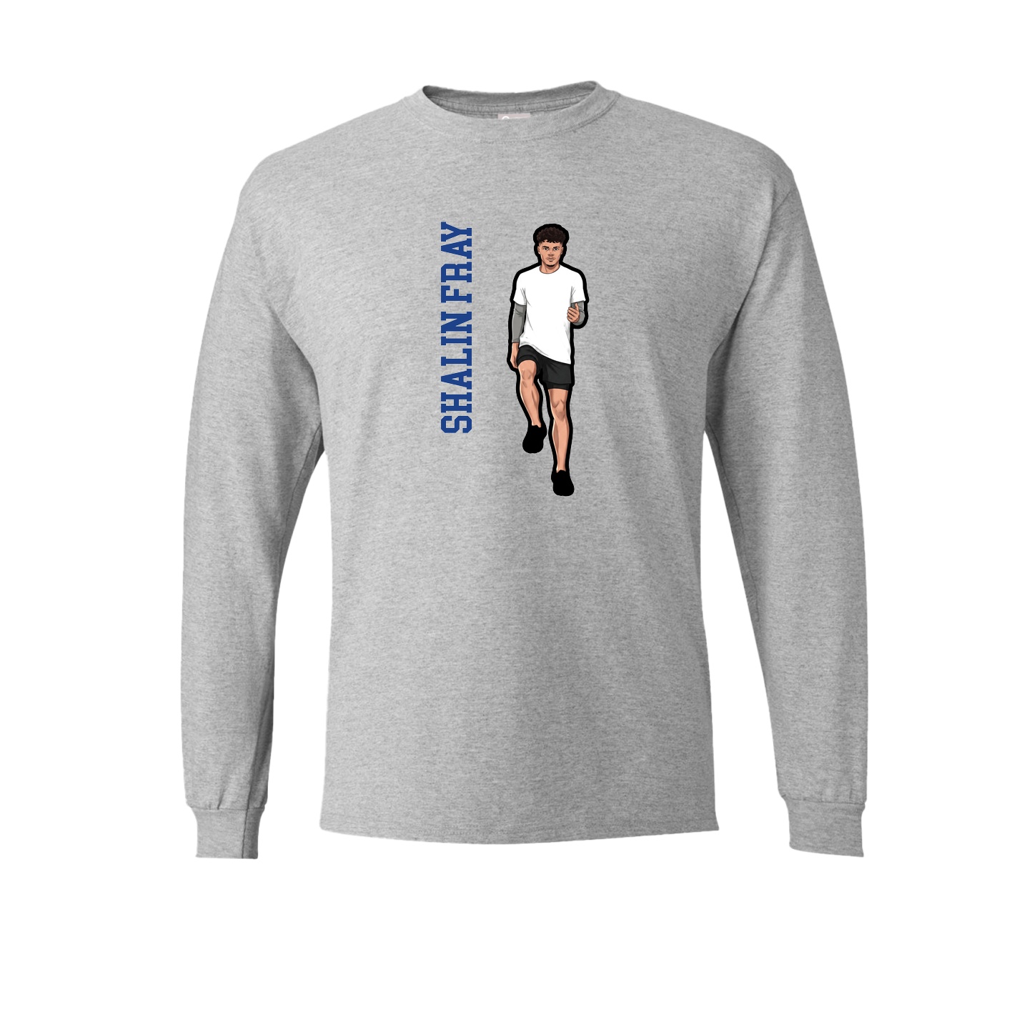 Long Sleeve Tee — Name Vertical in Grey