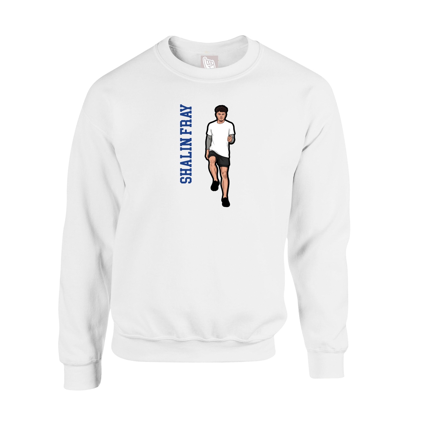 Fleece Crew — Name Vertical in White