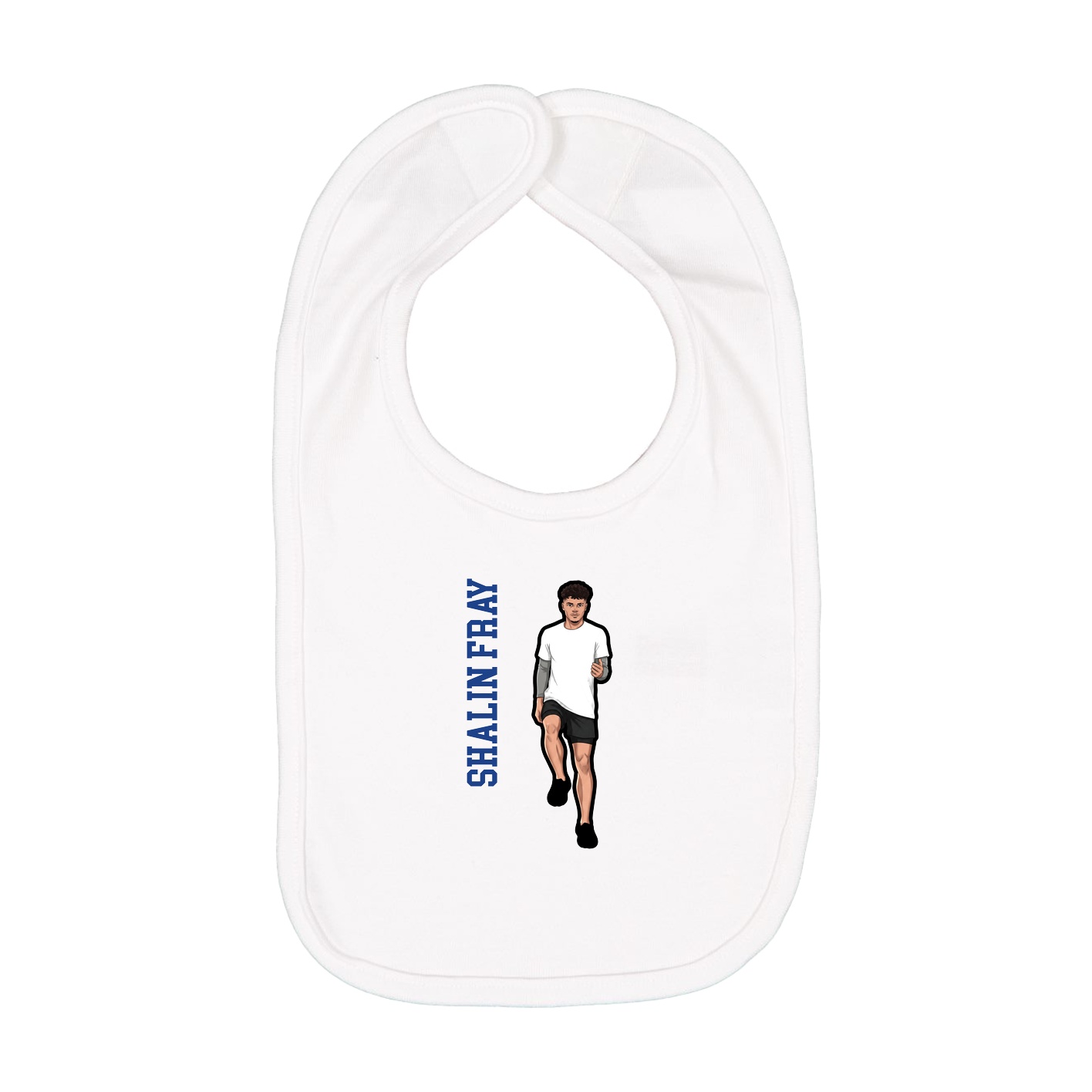 Infant Bib — Name Vertical in White