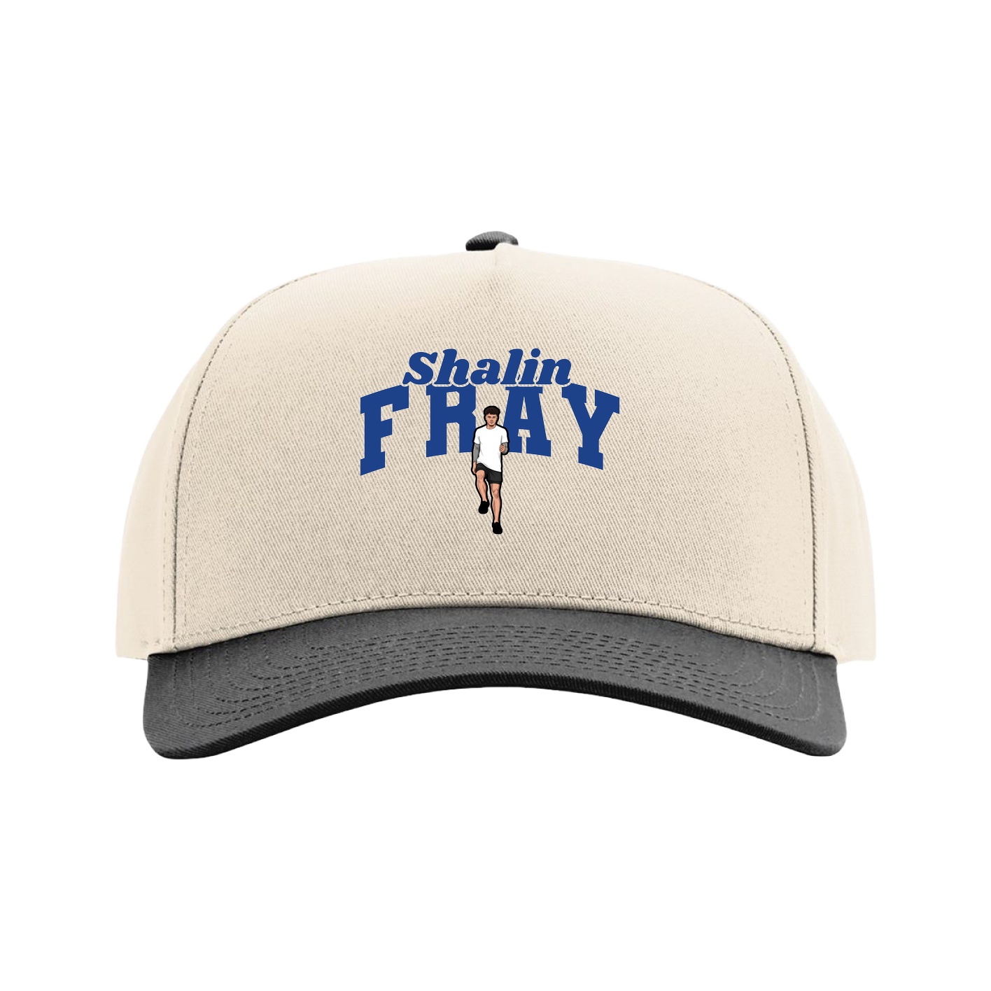 Full Fabric Five-Panel Champ Cap — Signature Arch in Cream/Black