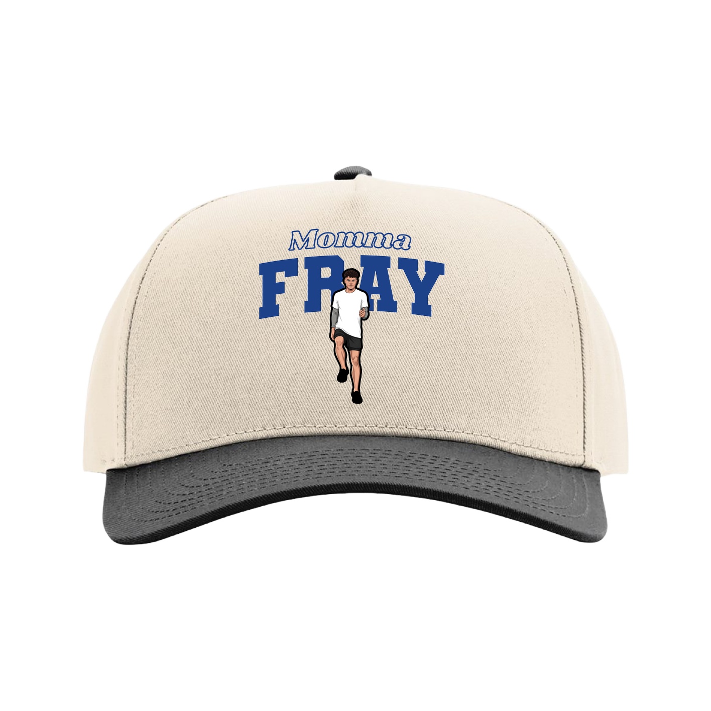 Full Fabric Five-Panel Champ Cap — Mothers Day Block in Cream/Black