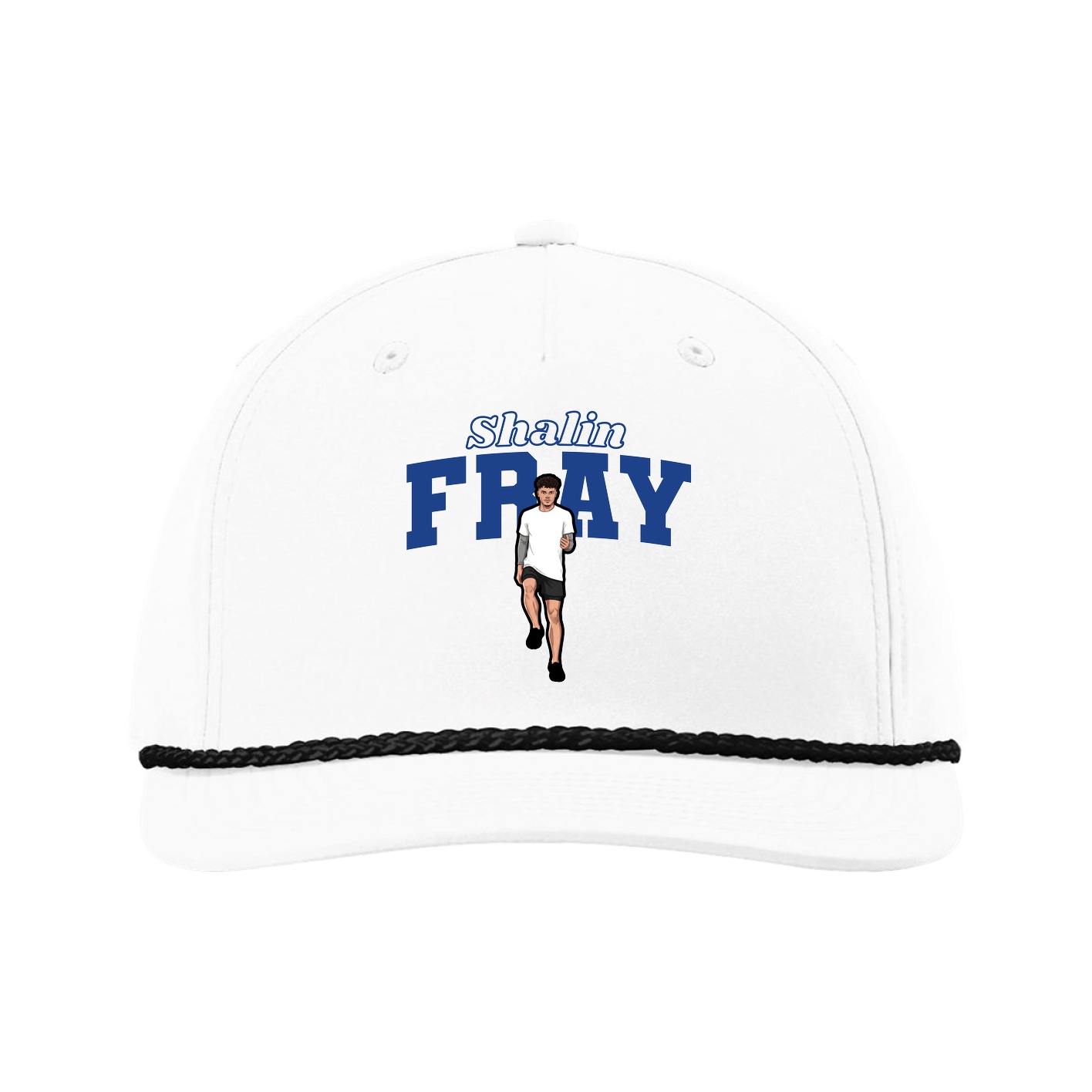 Five-Panel Classic Rope Cap — Name Arch in White