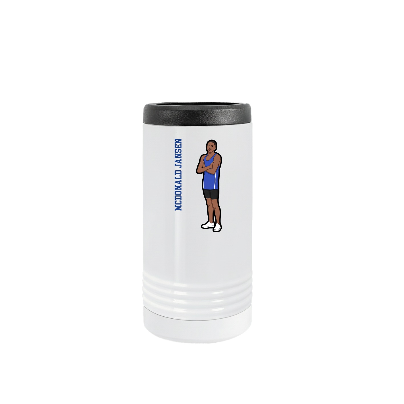 Slim Beverage Holder — Name Vertical in White