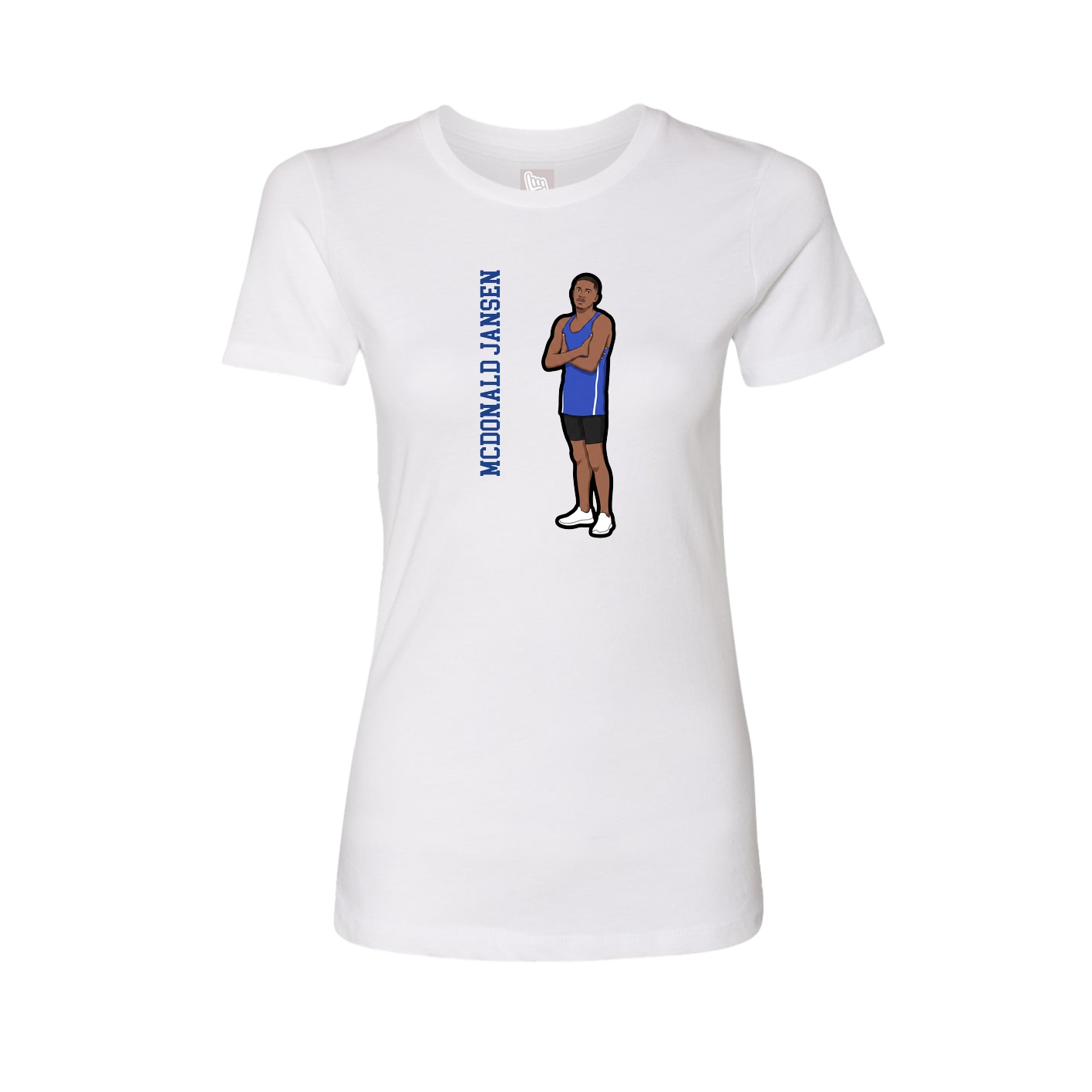 Fitted Women's Tee — Name Vertical in White