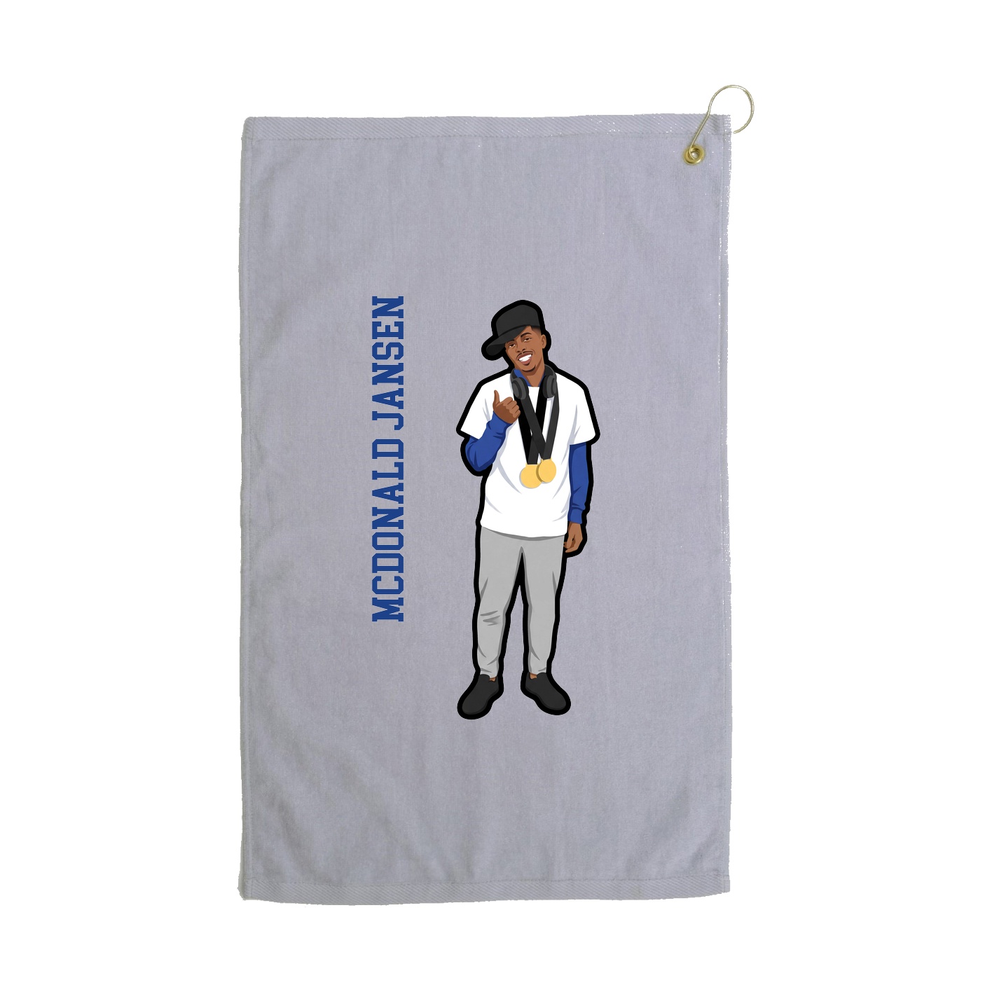 Golf Towel — Name Vertical in Grey