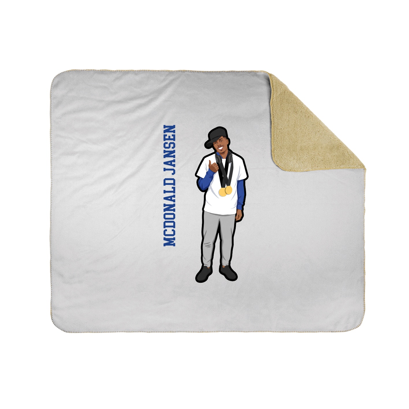Throw Blanket — Name Vertical in White