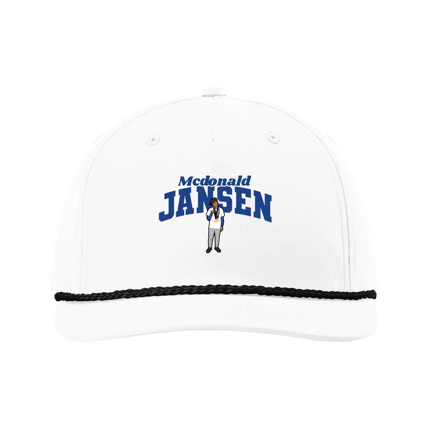 Five-Panel Classic Rope Cap — Signature Arch in White
