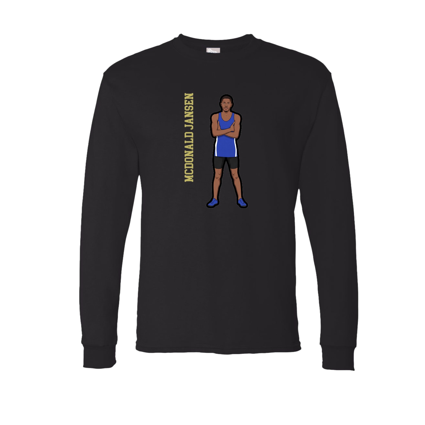 Long Sleeve Tee — Name Vertical in Black