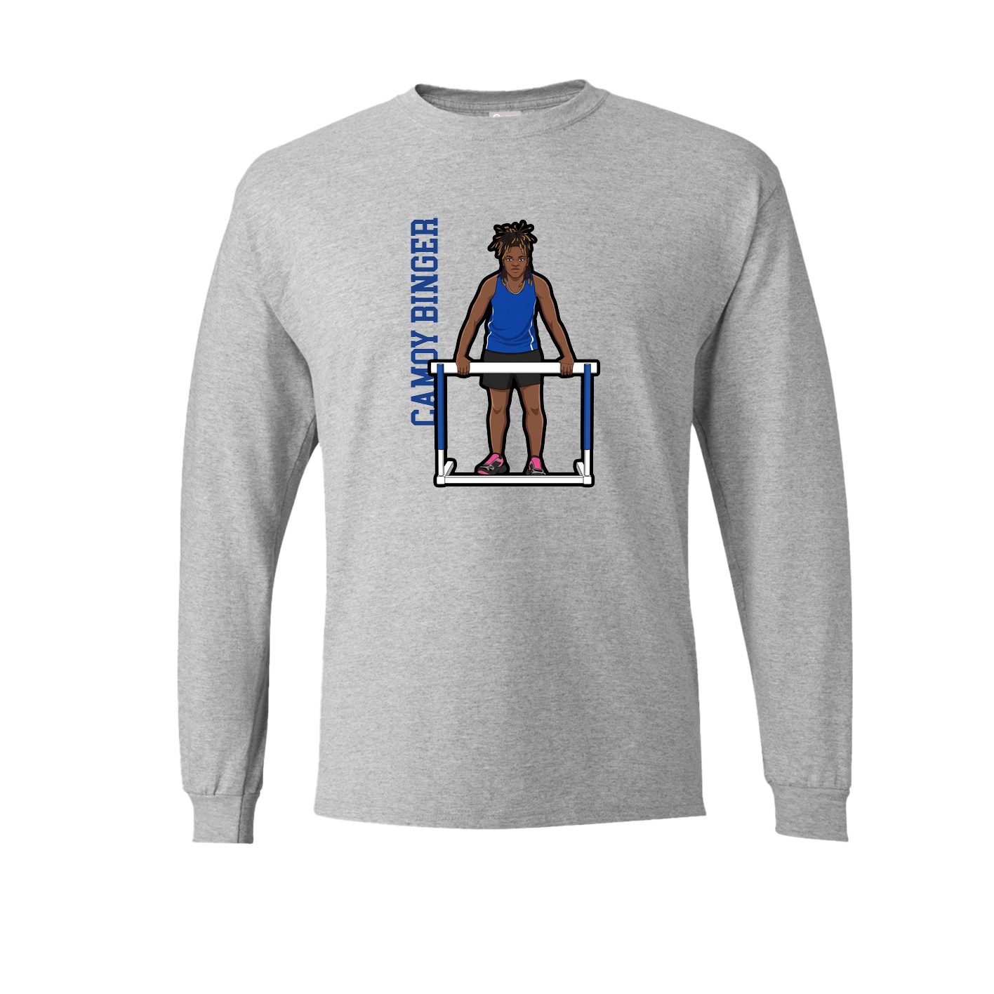 Long Sleeve Tee — Name Vertical in Grey
