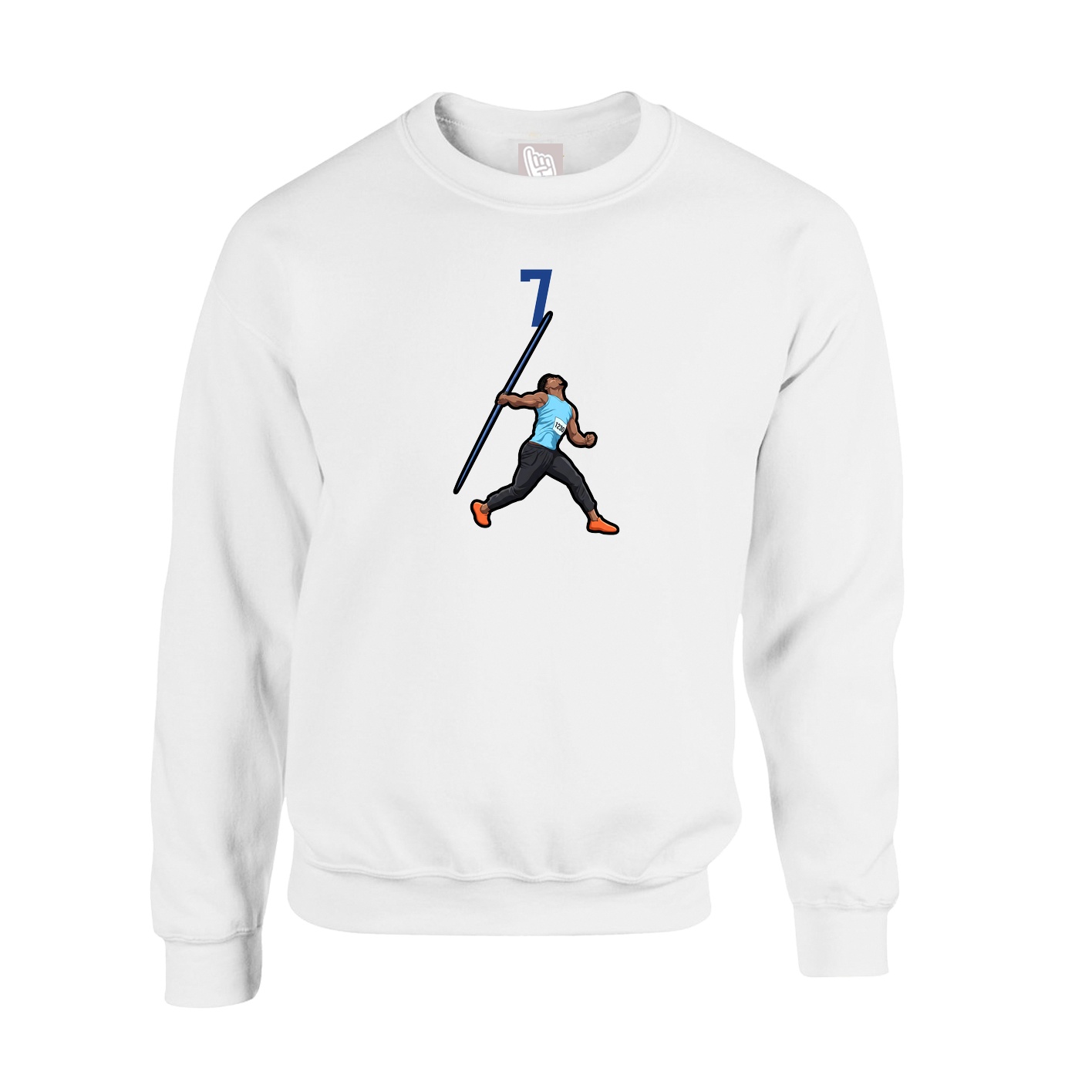 Fleece Crew — Number Top in White