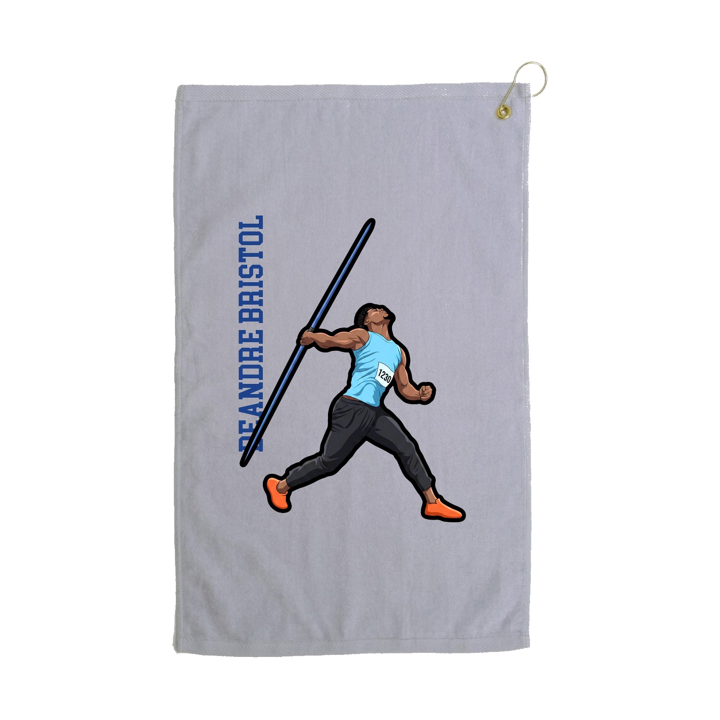Golf Towel — Name Vertical in Grey