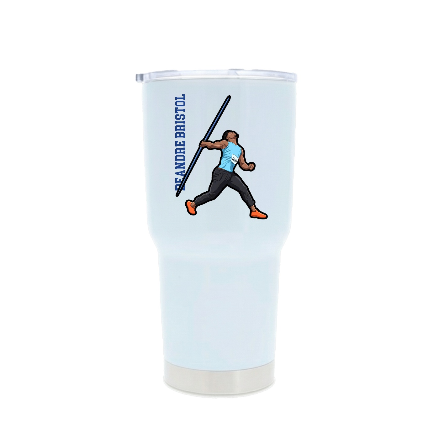 30oz Stainless Steel Tumbler — Name Vertical in White