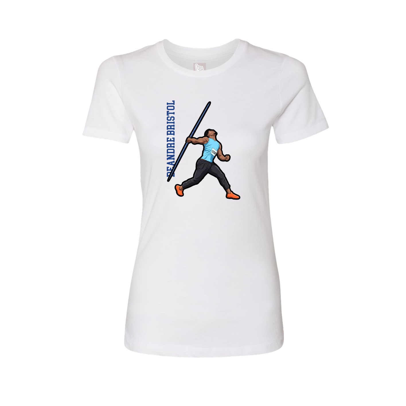 Fitted Women's Tee — Name Vertical in White