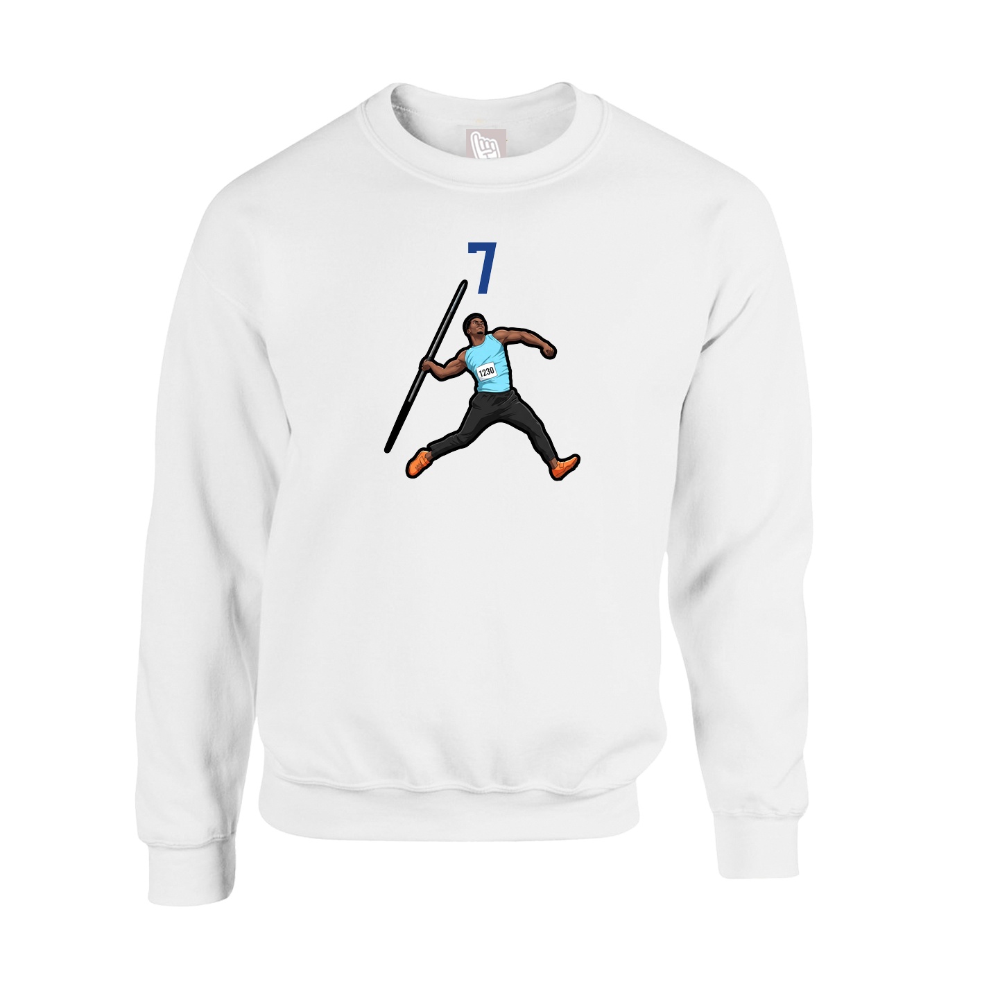 Fleece Crew — Number Top in White