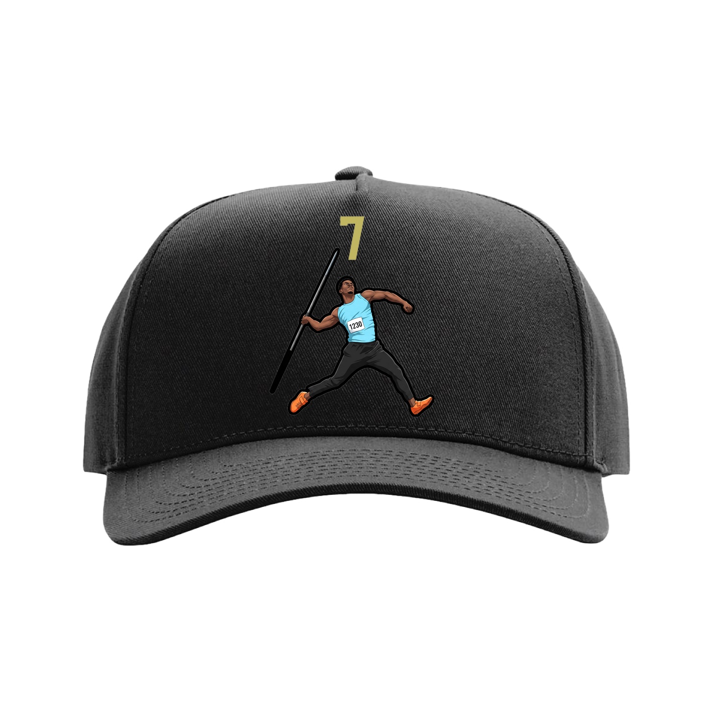 Full Fabric Five-Panel Champ Cap — Number Top in Black