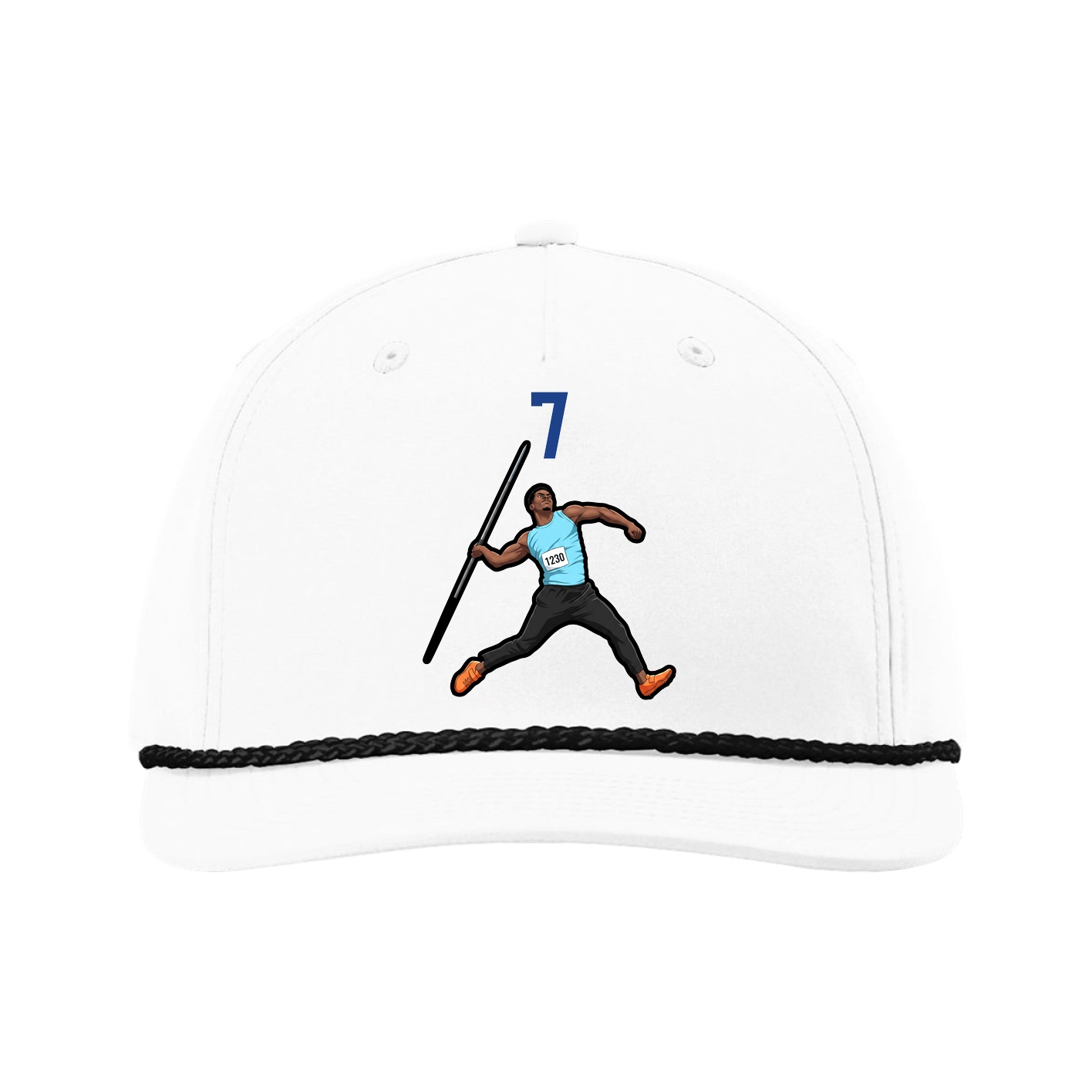 Five-Panel Classic Rope Cap — Number Top in White