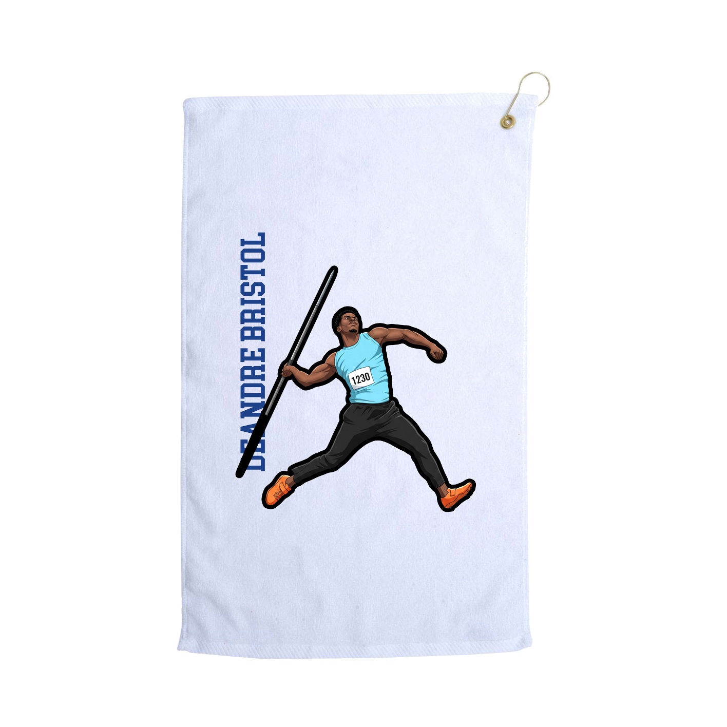 Golf Towel — Name Vertical in White