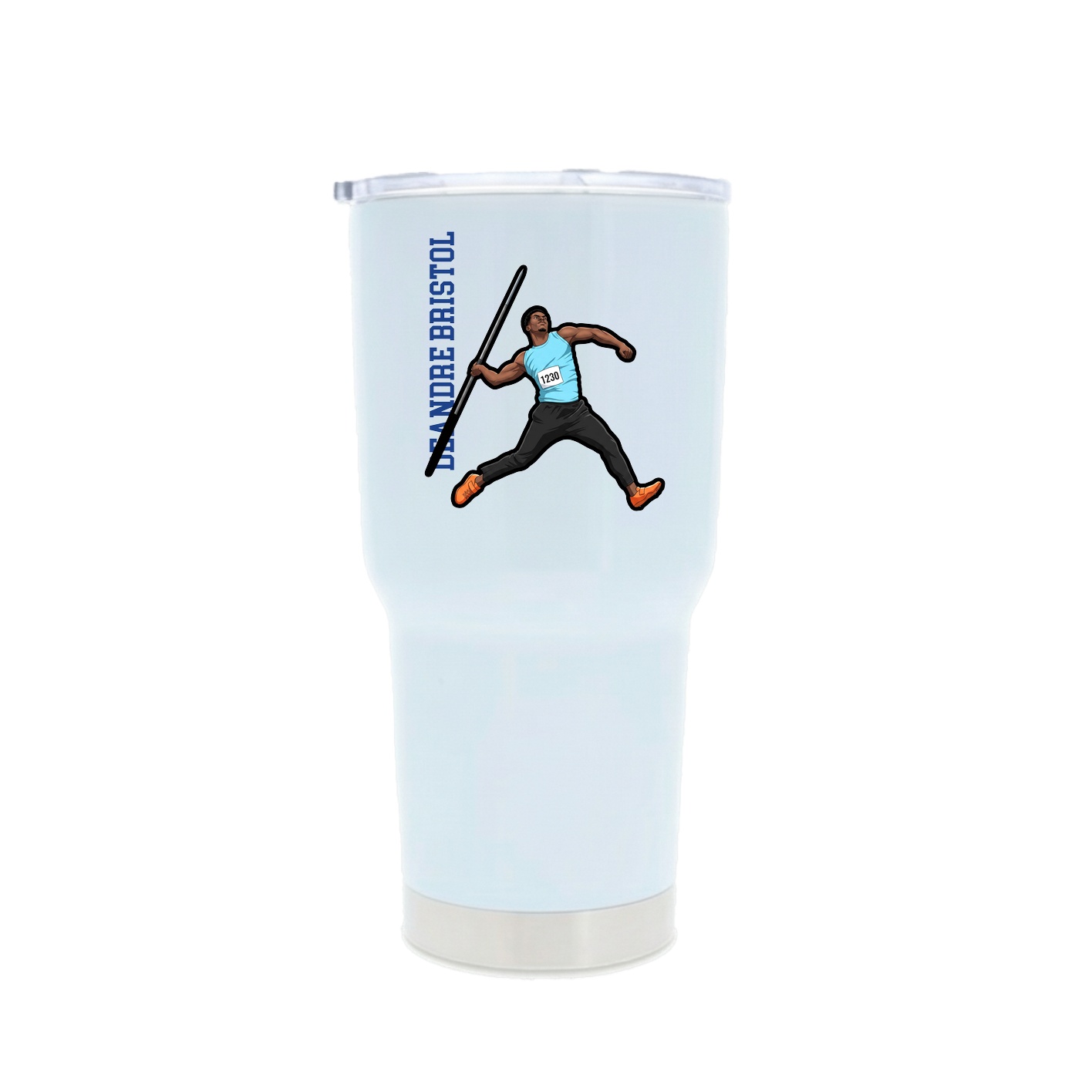 30oz Stainless Steel Tumbler — Name Vertical in White
