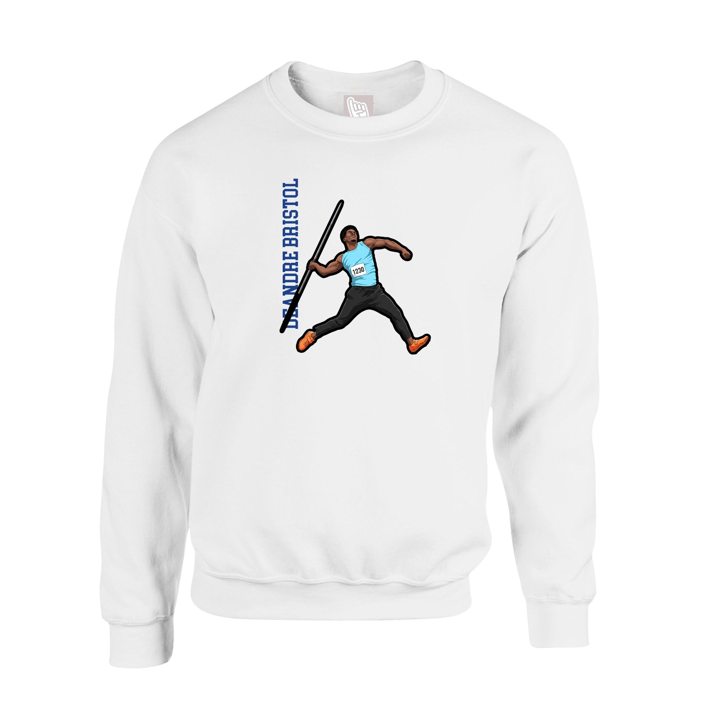 Fleece Crew — Name Vertical in White