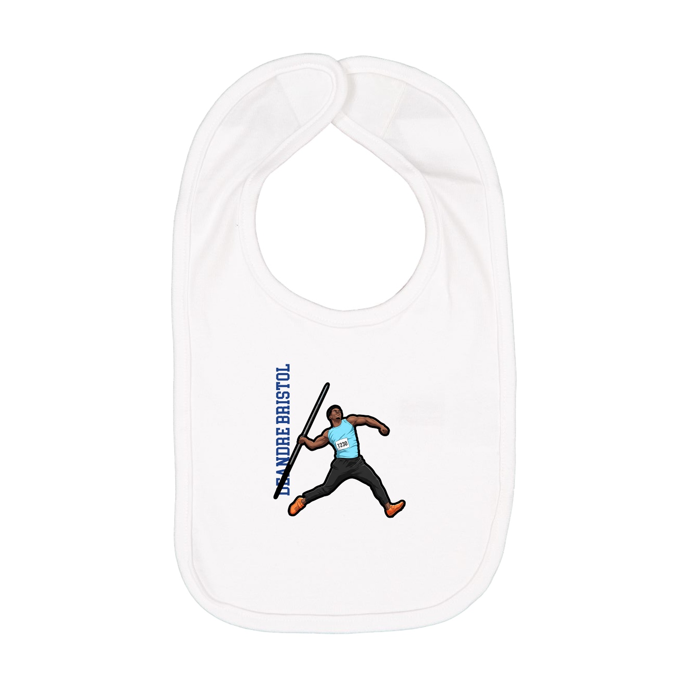 Infant Bib — Name Vertical in White