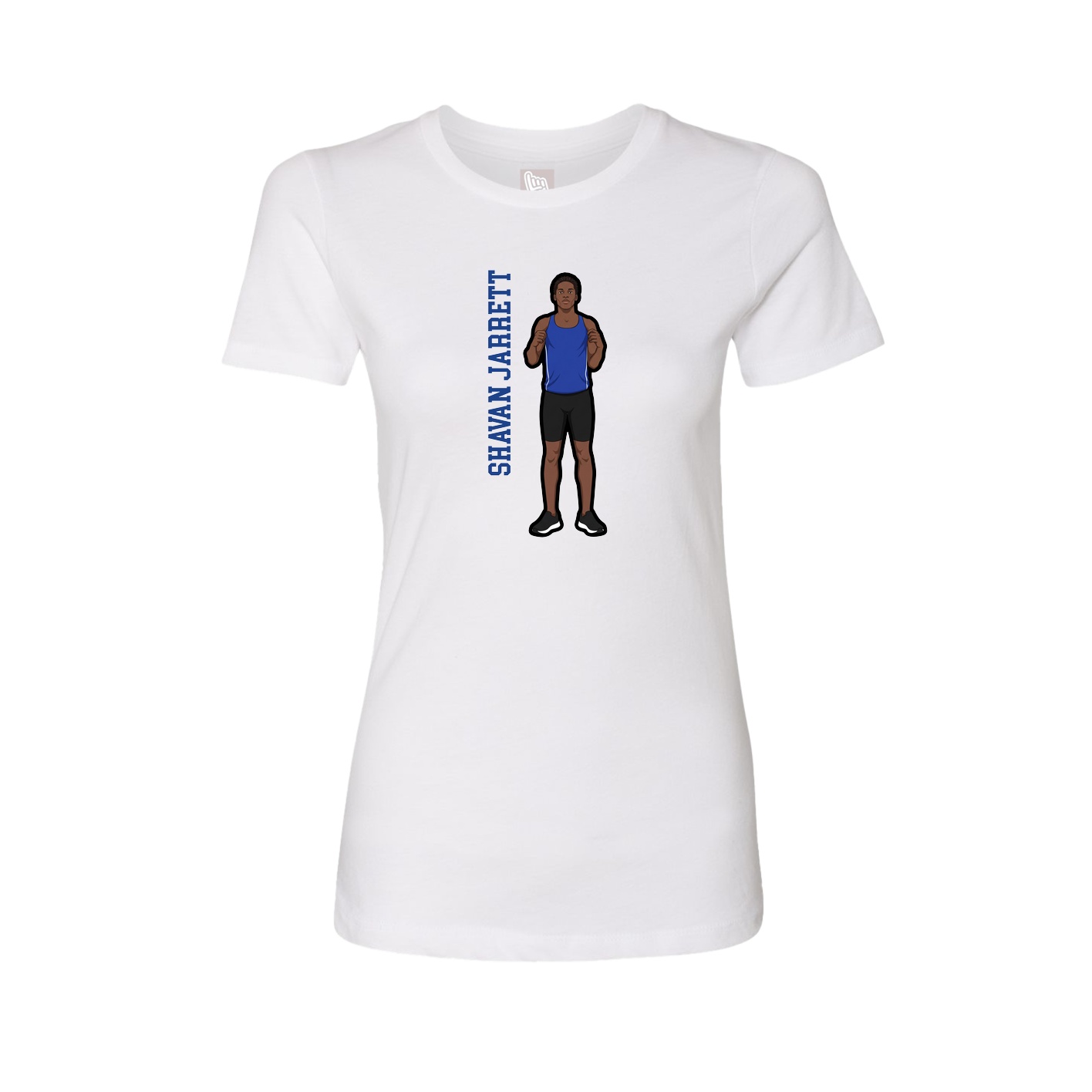 Fitted Women's Tee — Name Vertical in White