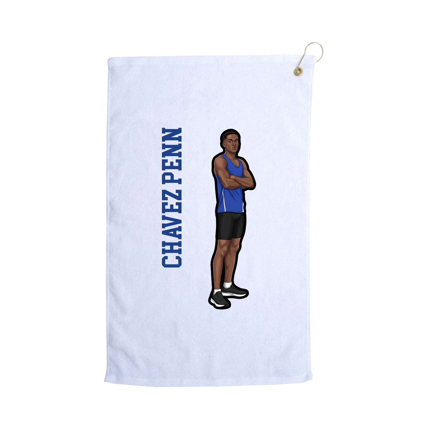 Golf Towel — Name Vertical in White