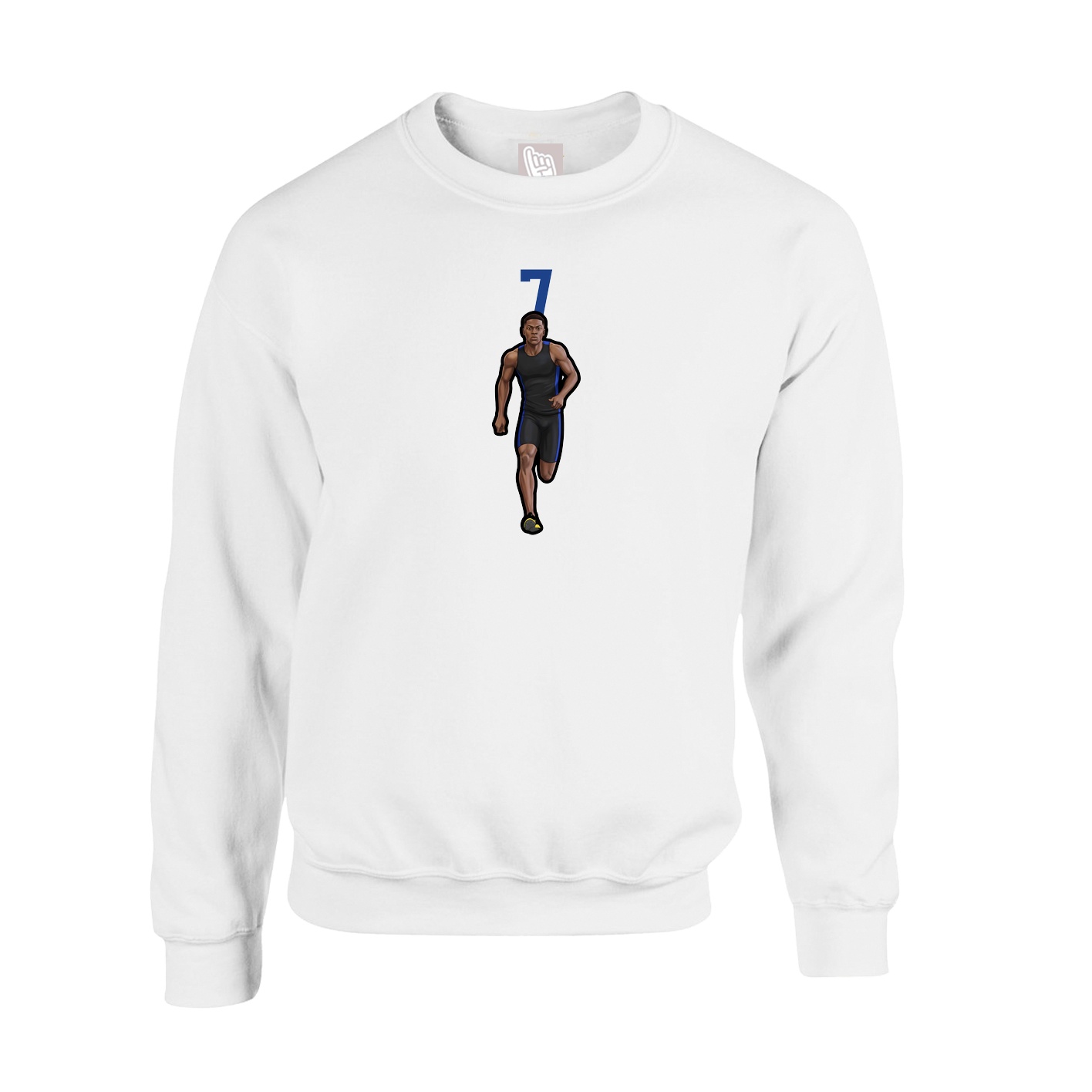 Fleece Crew — Number Top in White