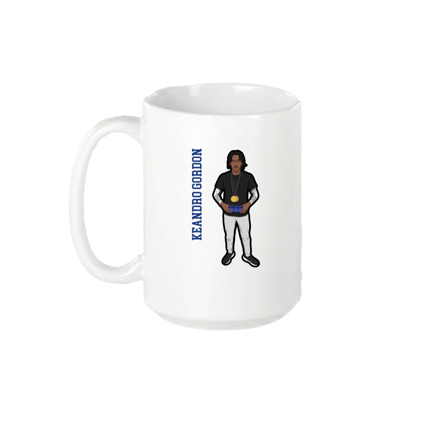 15oz Coffee Mug — Name Vertical in White