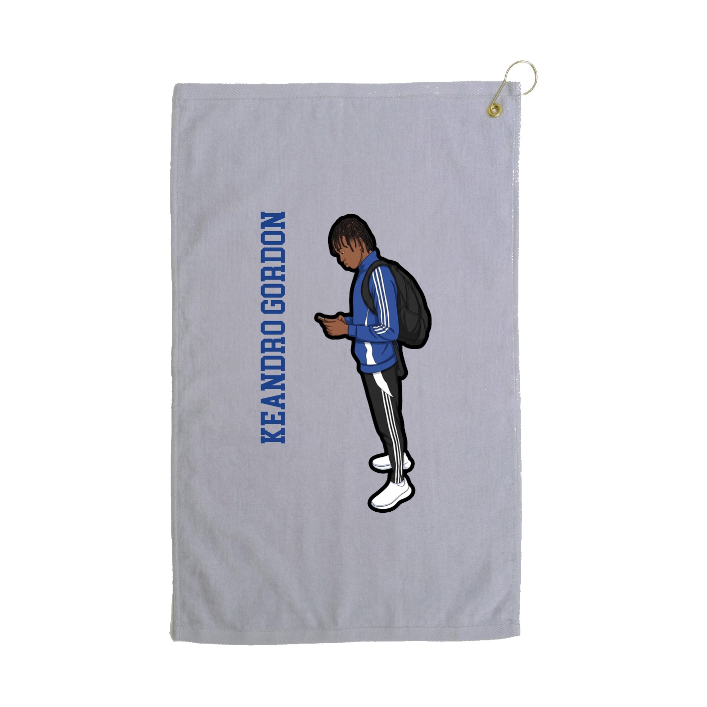 Golf Towel — Name Vertical in Grey
