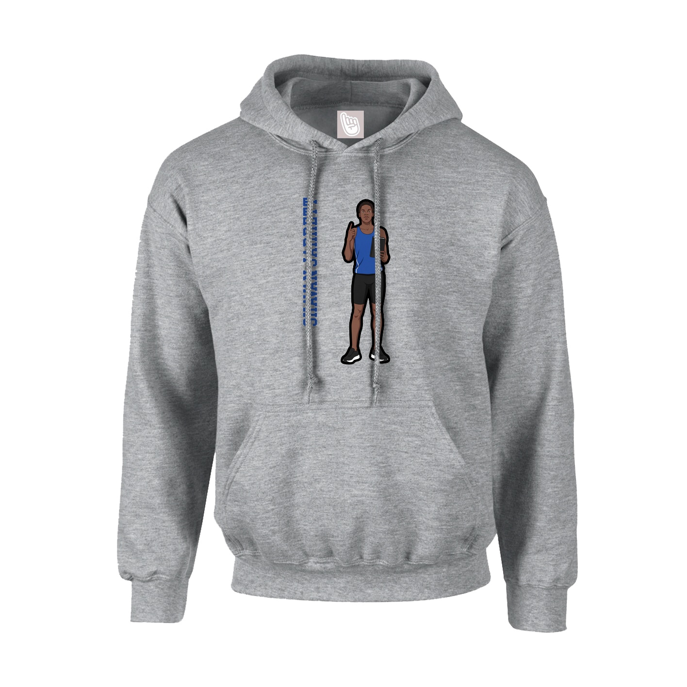 Youth Hoodie — Name Vertical in Grey