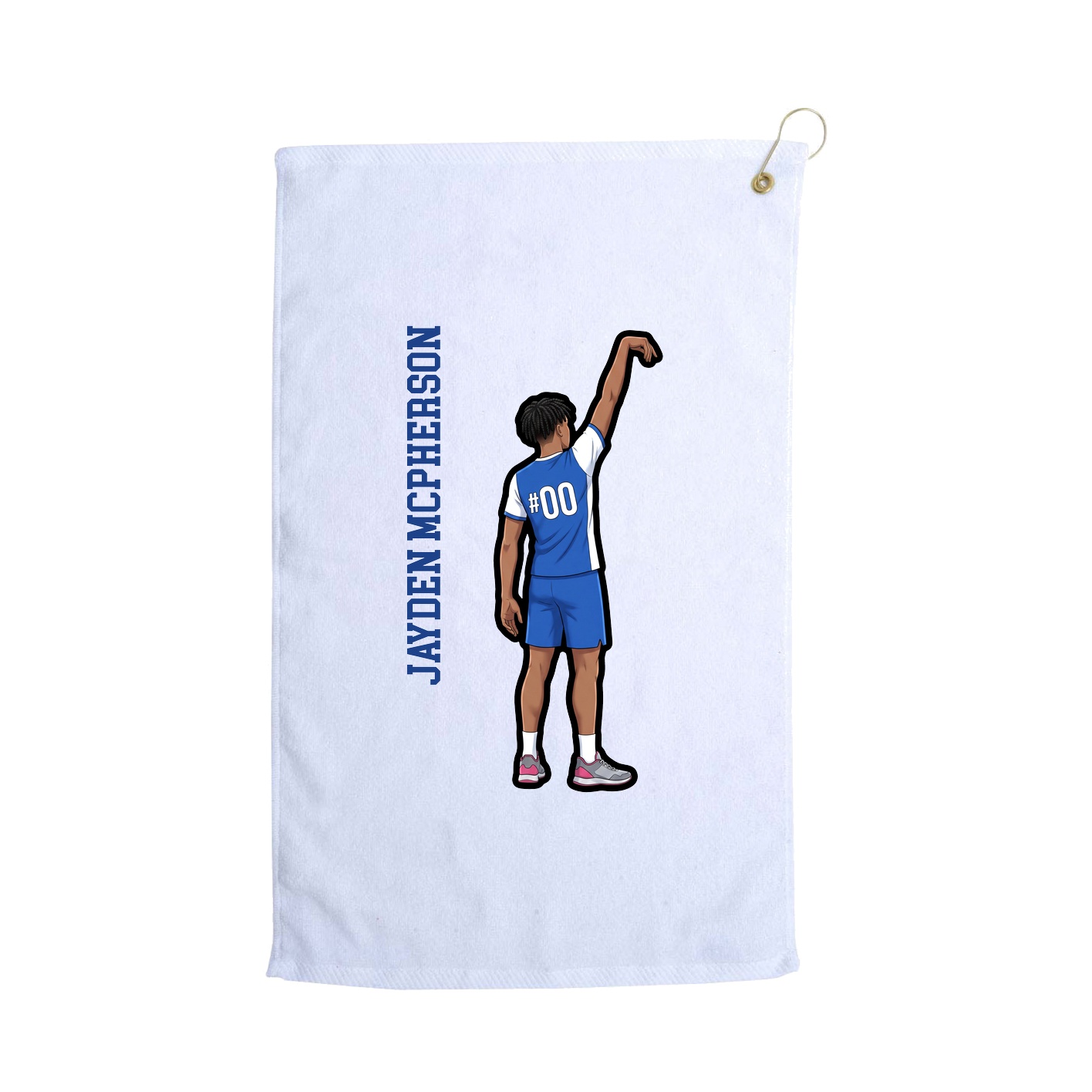 Golf Towel — Name Vertical in White