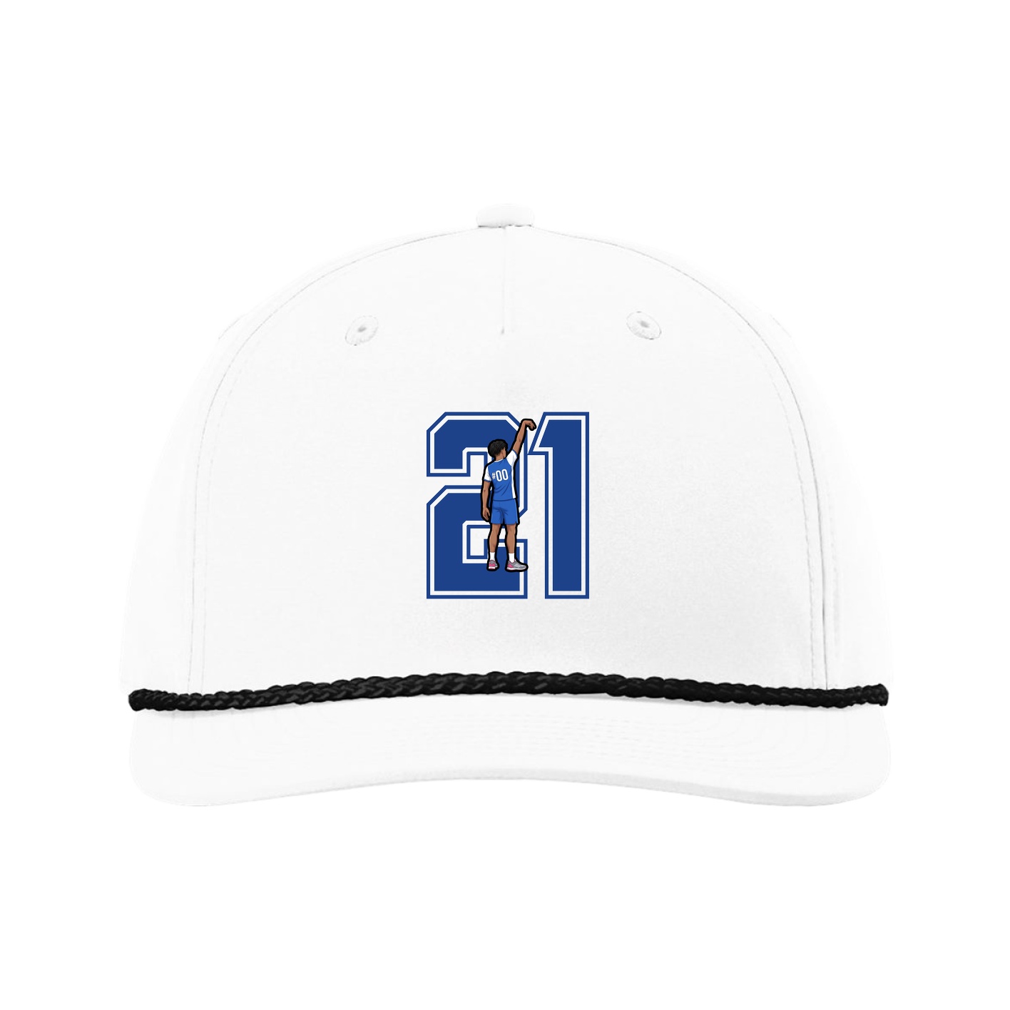 Five-Panel Classic Rope Cap — Number in White