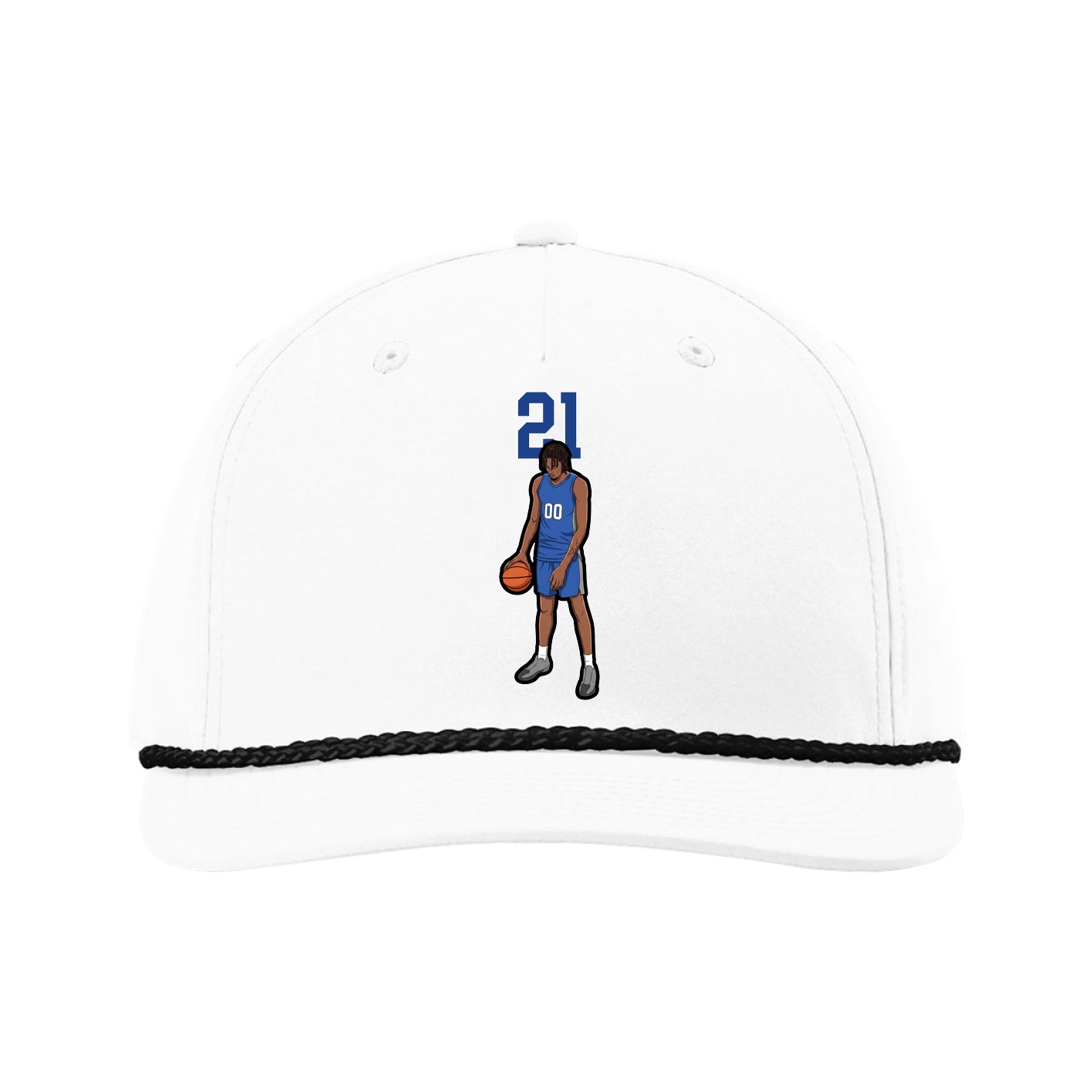 Five-Panel Classic Rope Cap — Number Top in White