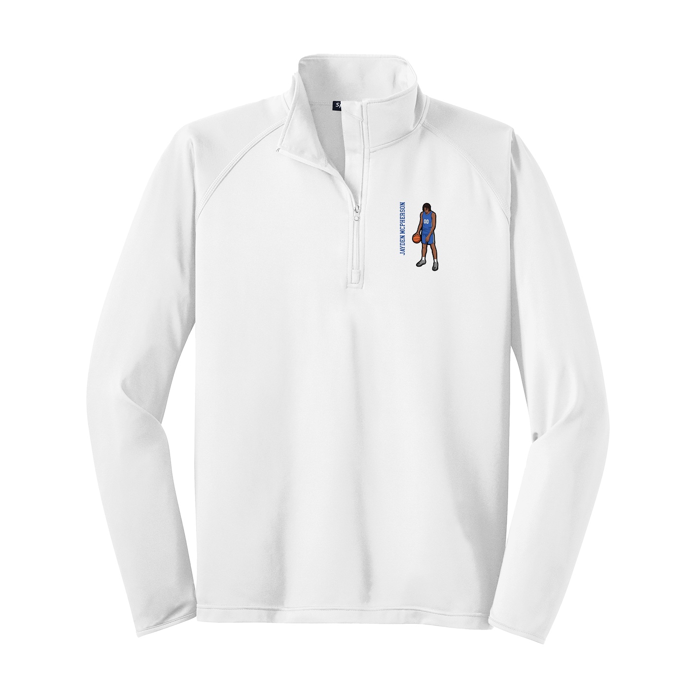 Q-Zip Pullover — Name Vertical in White