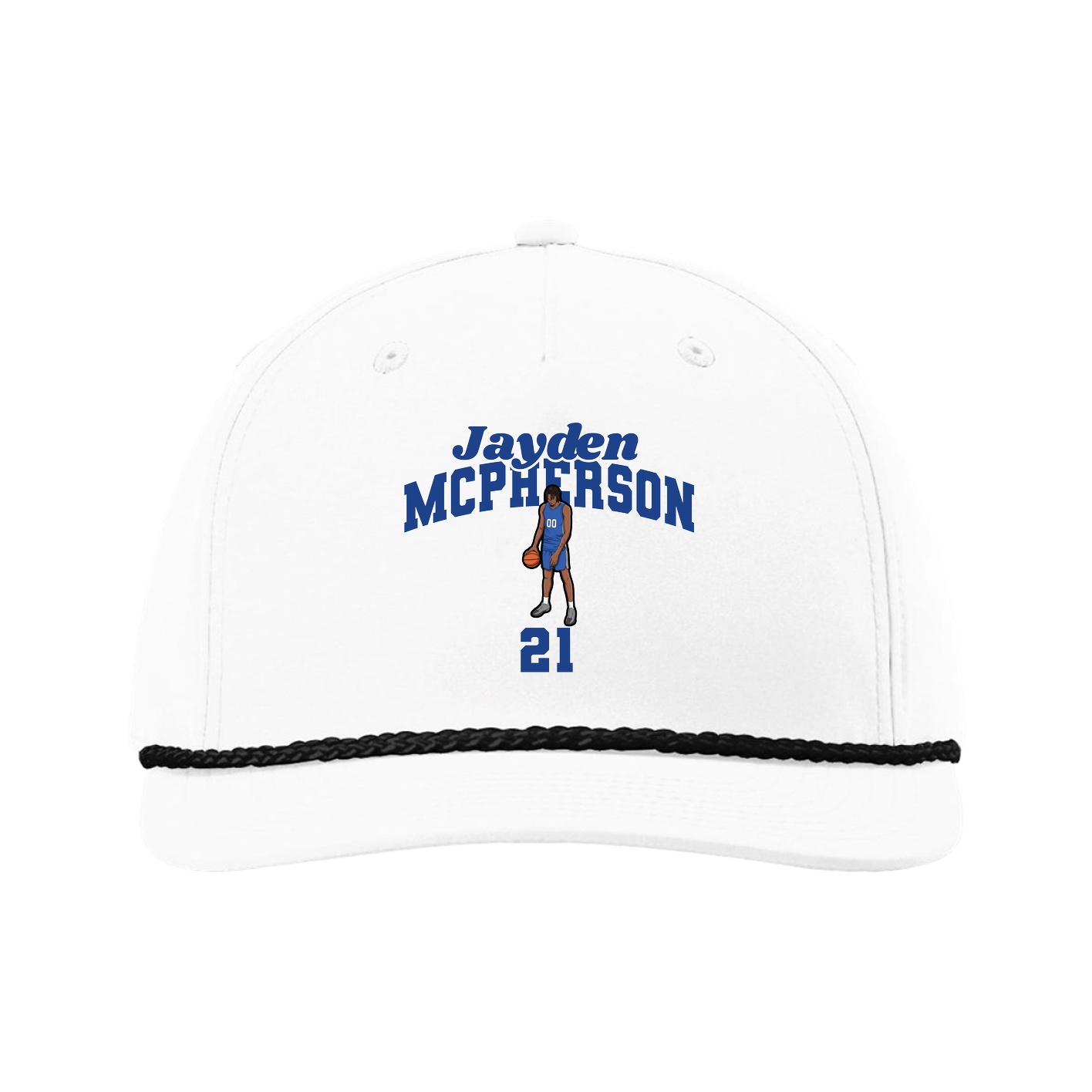 Five-Panel Classic Rope Cap — Signature Arch in White