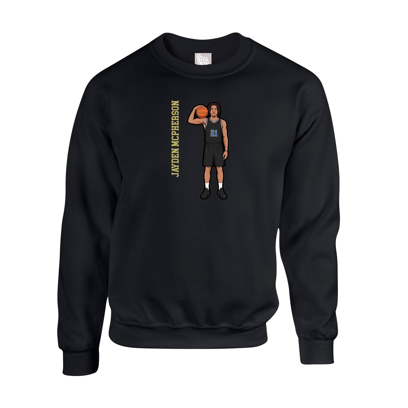 Fleece Crew — Name Vertical in Black