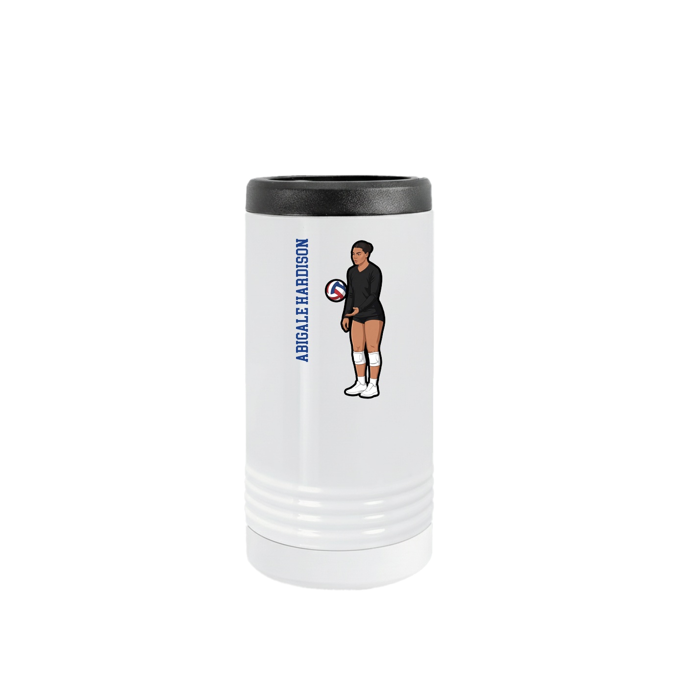 Slim Beverage Holder — Name Vertical in White