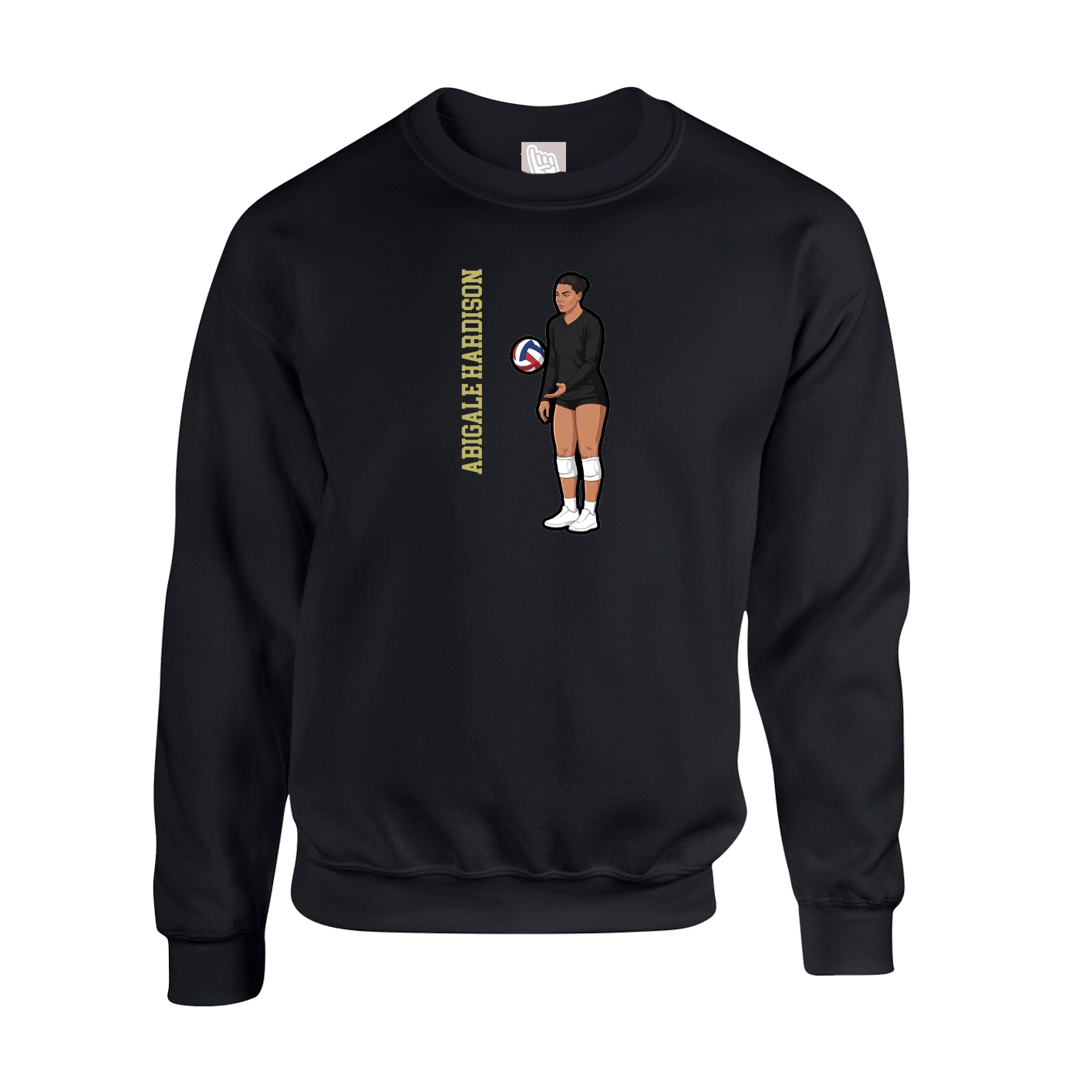 Fleece Crew — Name Vertical in Black